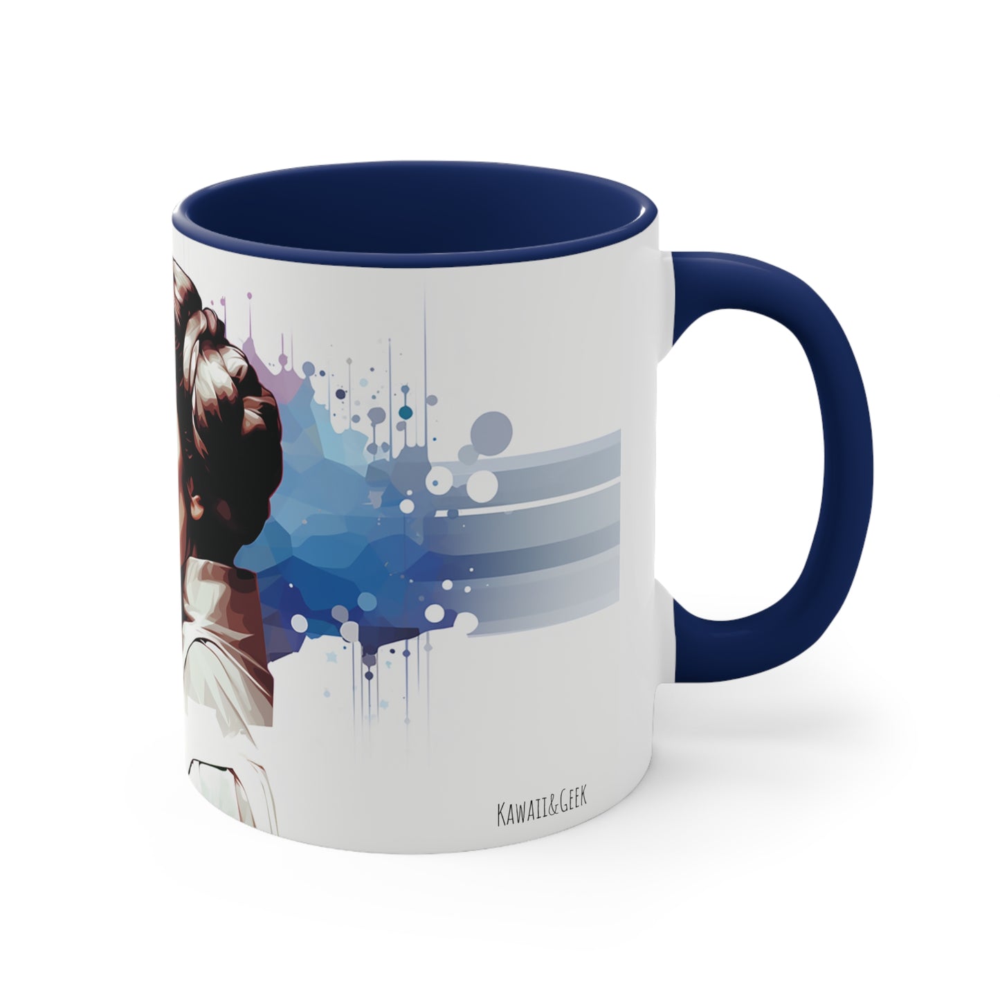 Princess Leia Geometric Bicolor Mug - A Beacon of Hope: Help Me, Obi-Wan Kenobi - Star Wars