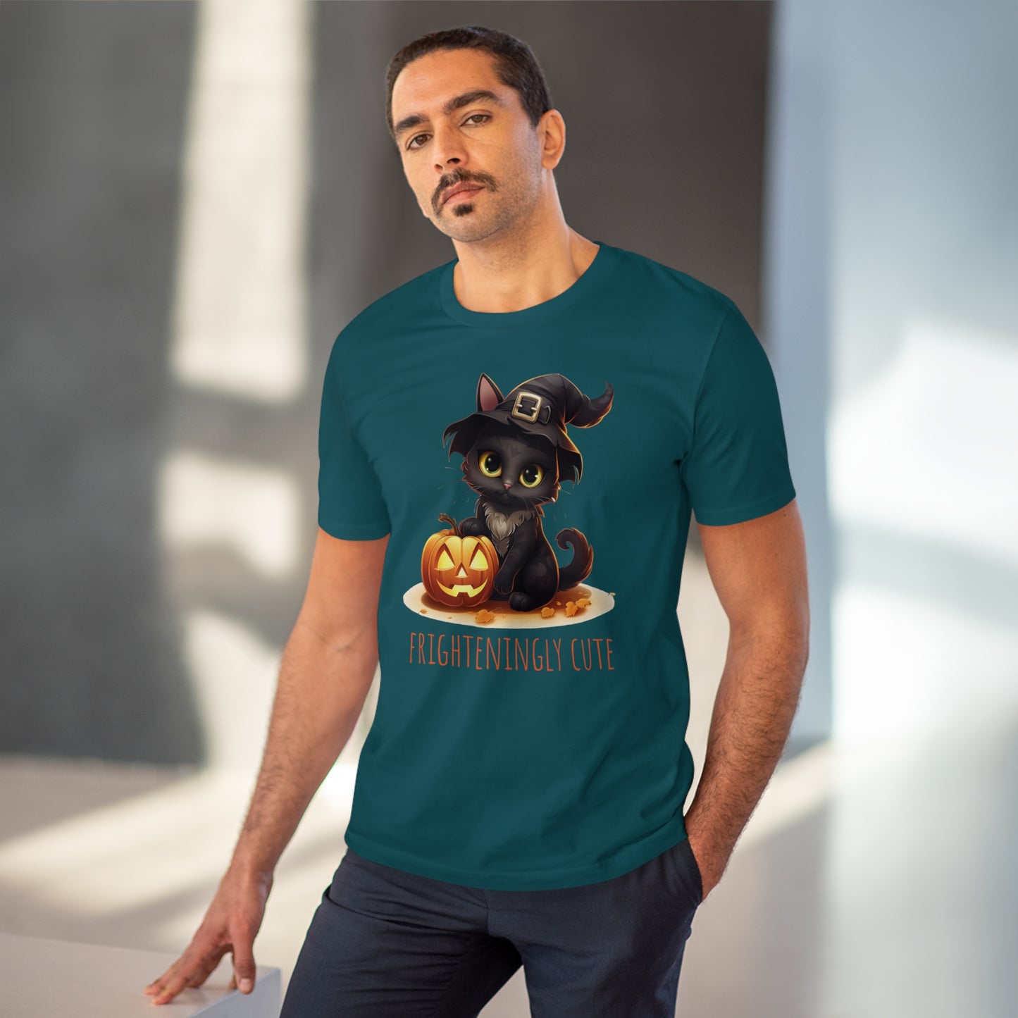 Frighteningly Cute: Halloween Black Cat Eco-Friendly T-shirt
