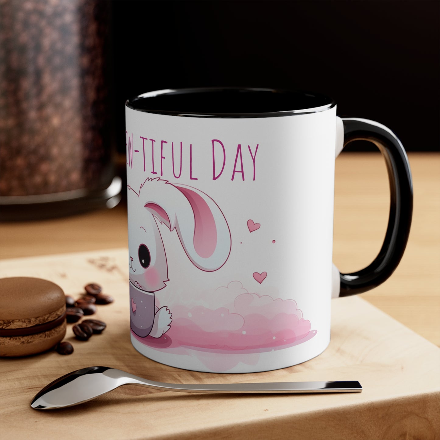Kawaii Bunny Coffee Mug : "Hoppy Brew-tiful Day"