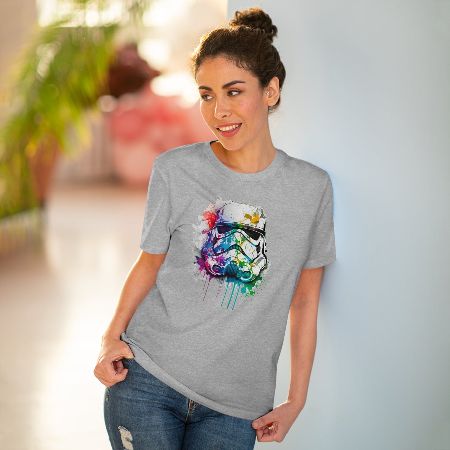 Storm Trooper in Watercolor Style Organic Unisex T-Shirt - Add Some Unique and Eco-Friendly Style to Your Wardrobe