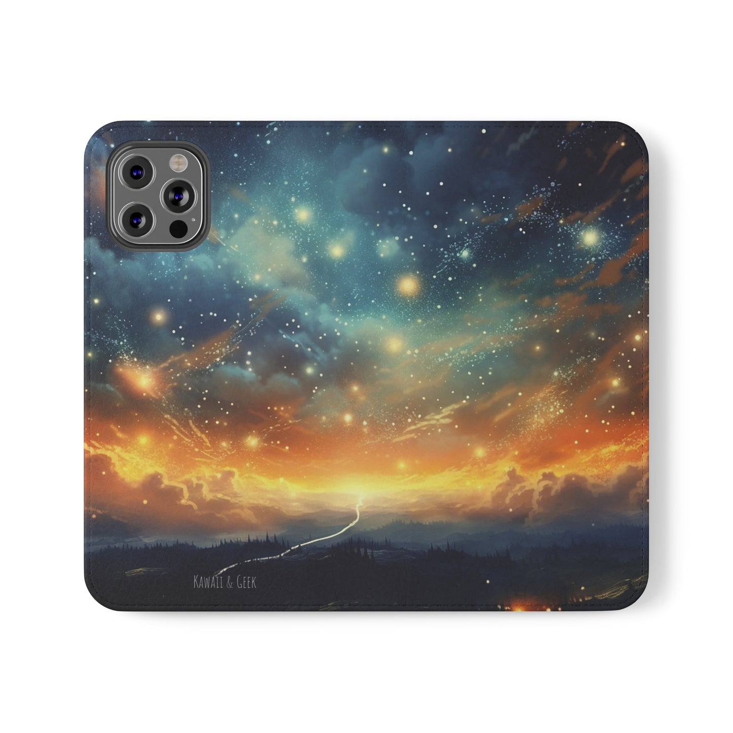 Wonderful Starry Night Flip Phone Case - Embrace the Beauty of the Night Sky