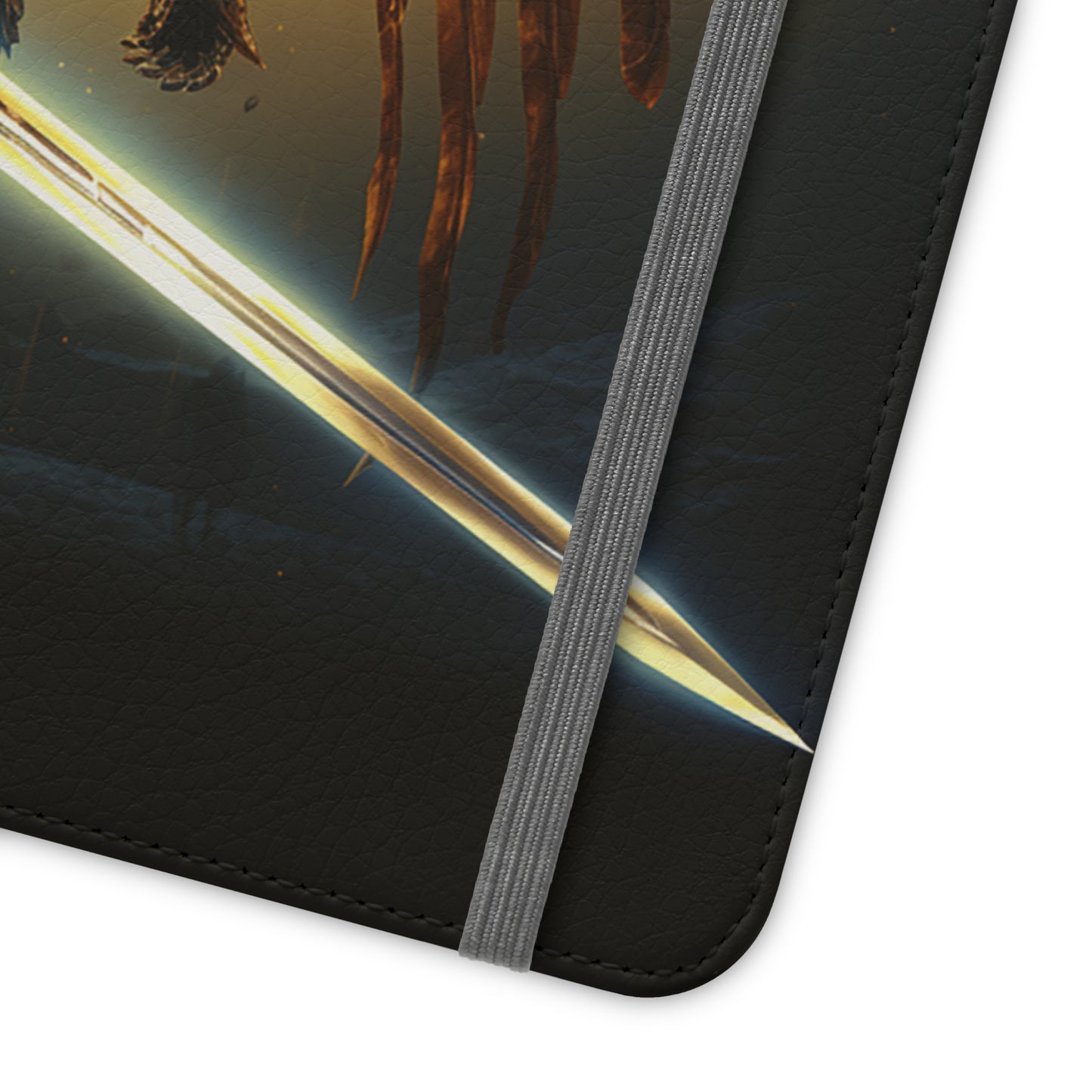 Dark Angel Flip Phone Case: Guardian with Sword