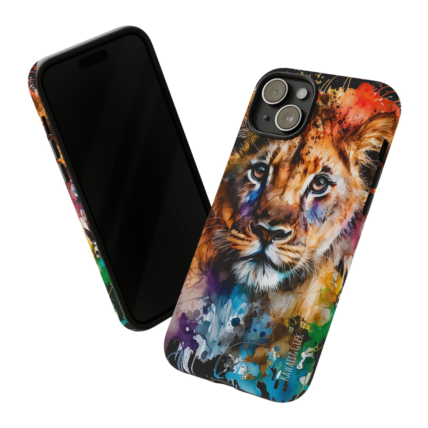 Watercolor Lion Cub Tough Phone Case - iPhone 15 compatible