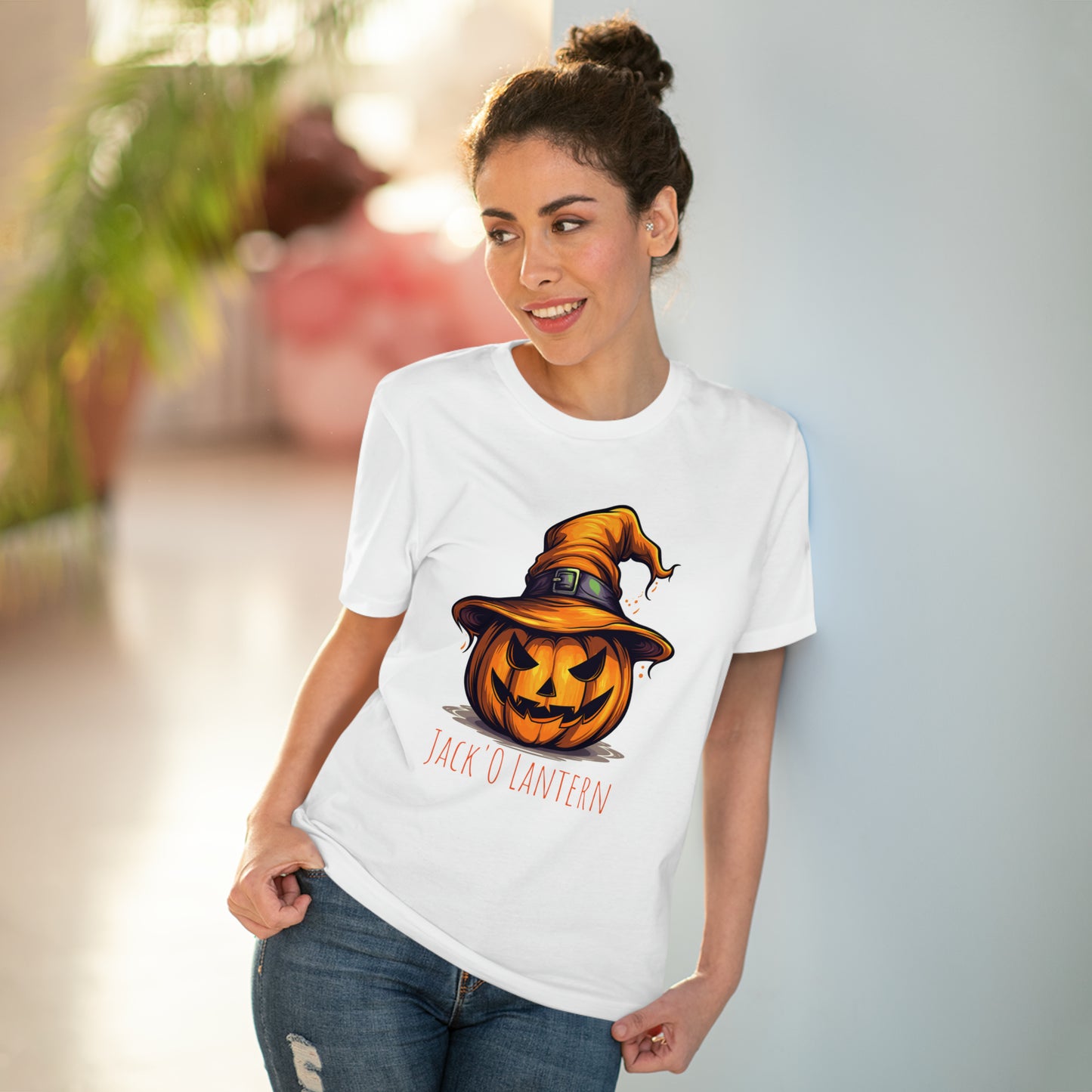 Eco-friendly Jack O Lantern Tee: Funny Pumpkin Halloween Sorcerer Edition
