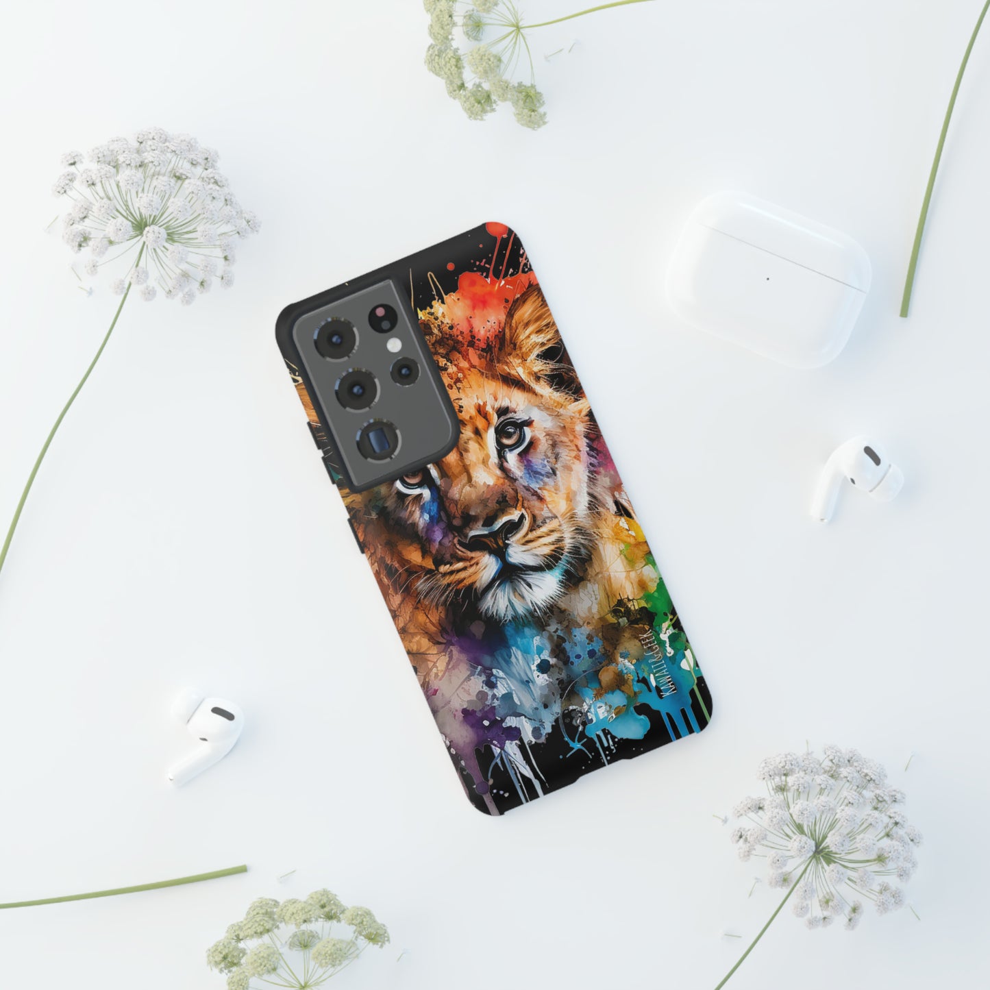 Watercolor Lion Cub Tough Phone Case - iPhone 15 compatible