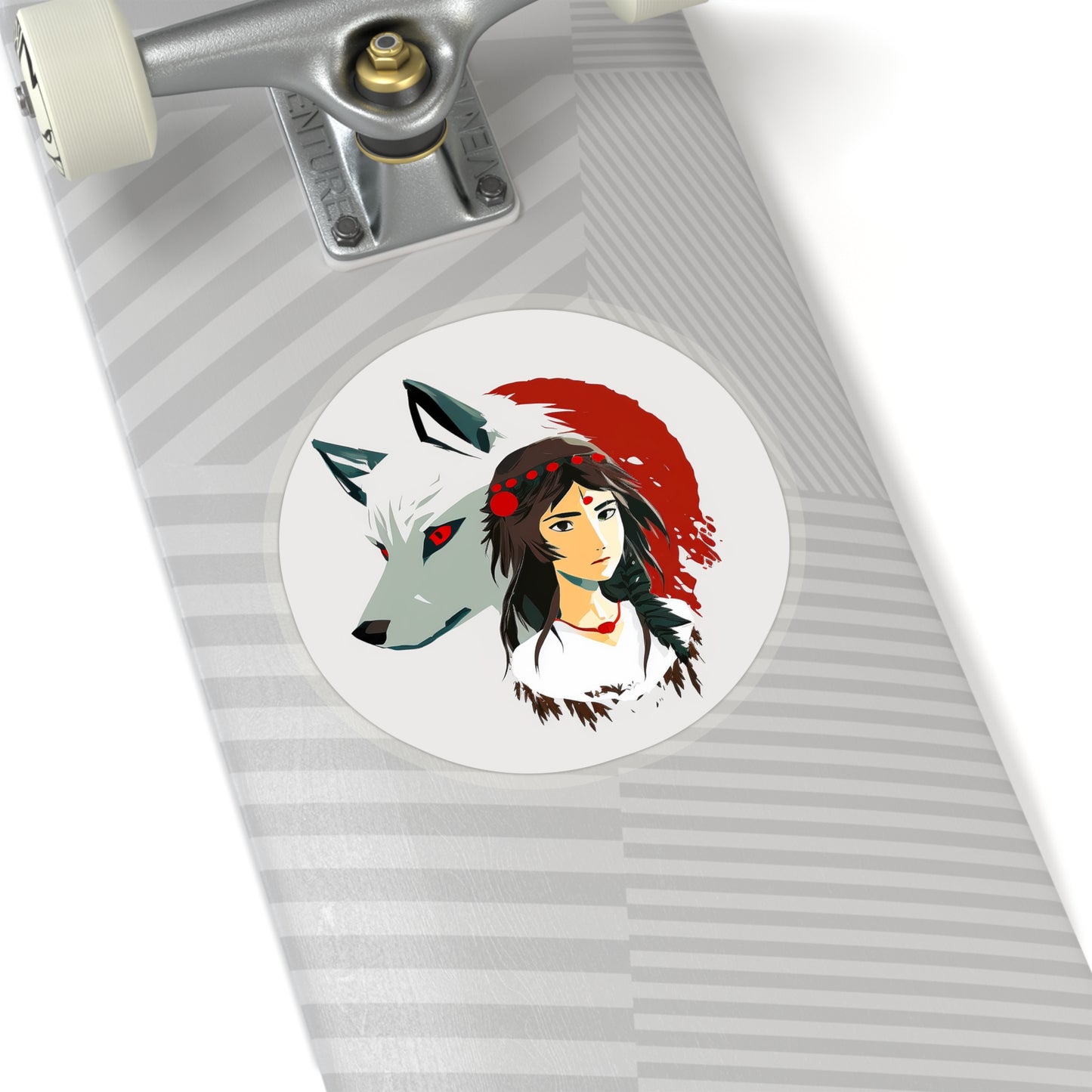 Princess Mononoke and Her Wolf Sticker - Add Some Unique and Striking Style to Your Tech