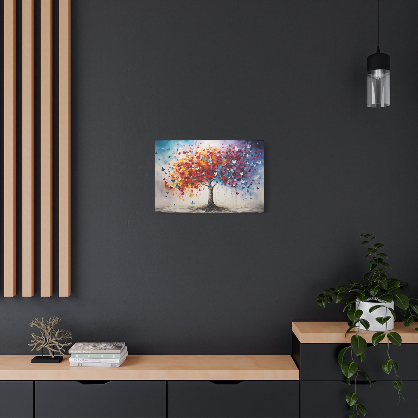 Vibrant Butterfly-Leaf Explosion Premium Cotton Canva