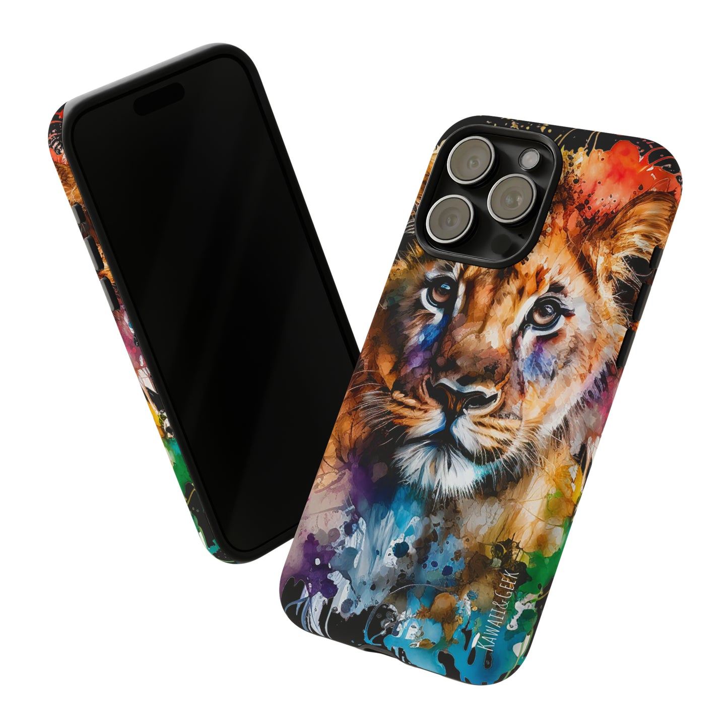 Watercolor Lion Cub Tough Phone Case - iPhone 15 compatible