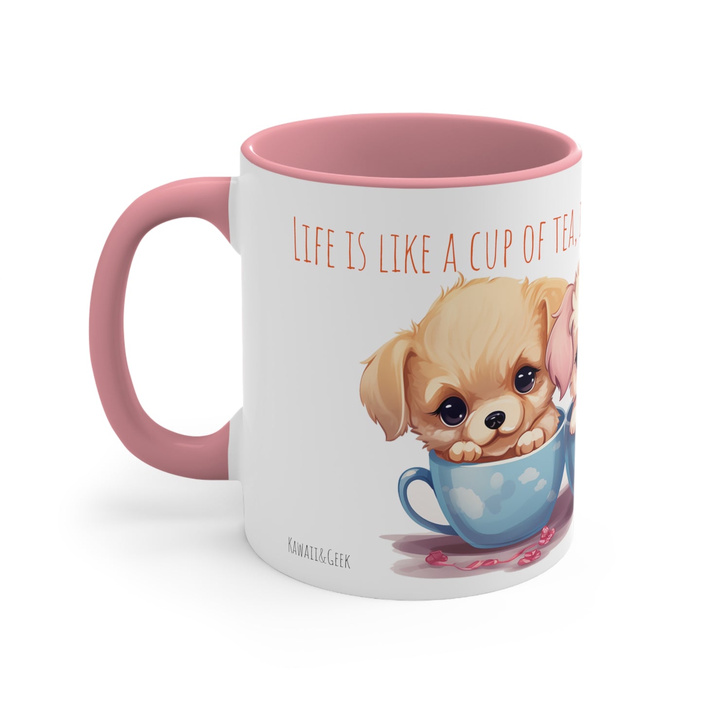 Cute Puppies Tea Mug: "Life is Like a Cup of Tea"