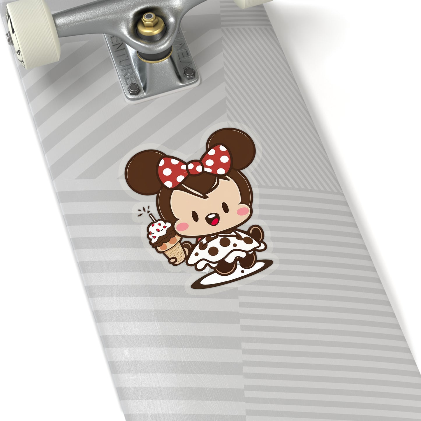 Kawaii Little Girl Eating an Ice Cream with Minnie Style Sticker - Add Some Adorable and Sweet Style to Your Tech