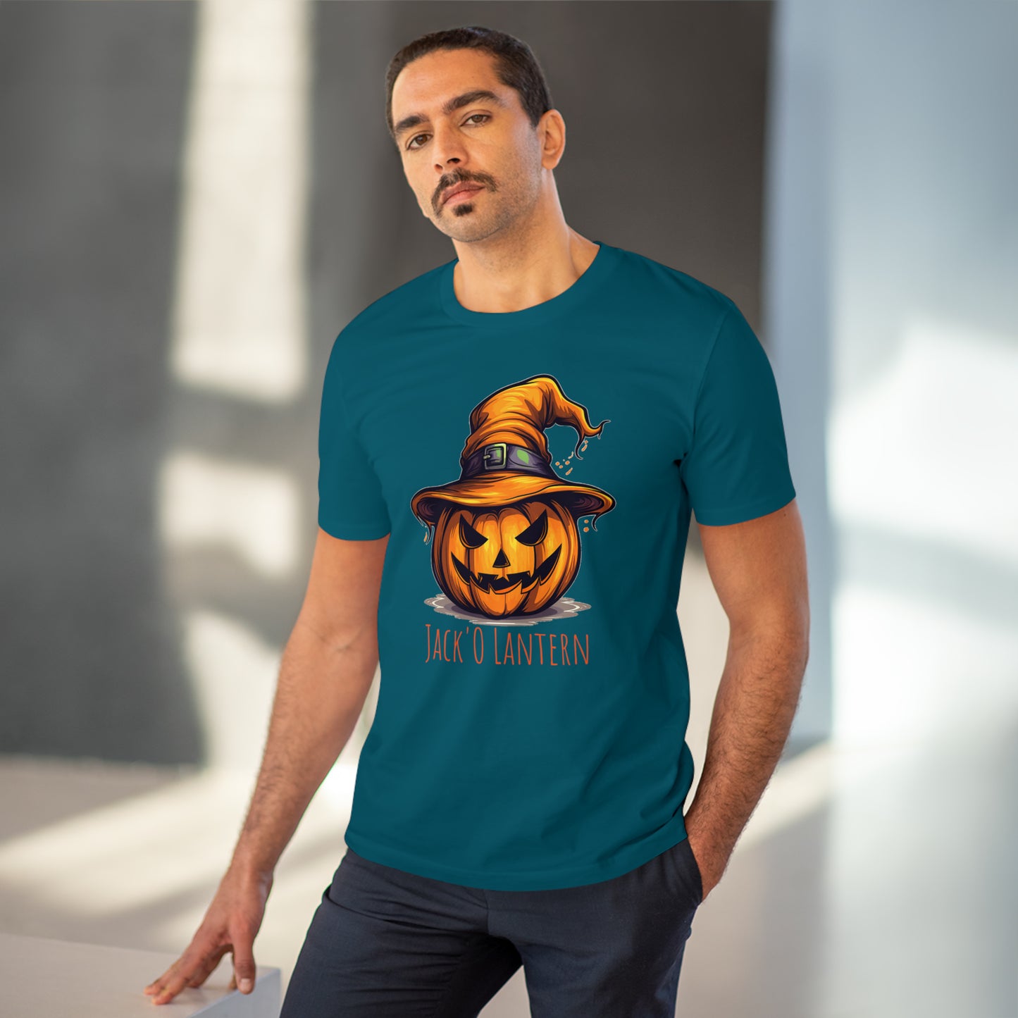 Eco-friendly Jack O Lantern Tee: Funny Pumpkin Halloween Sorcerer Edition