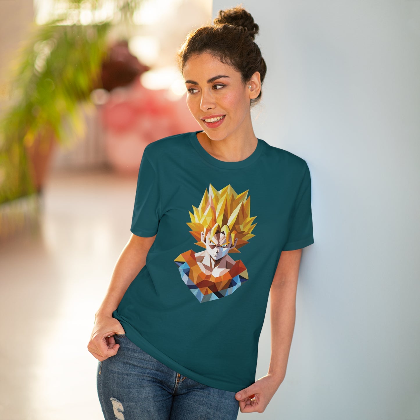 San Goku Super Saiyan Polygonal T-Shirt - Embrace Legendary Power