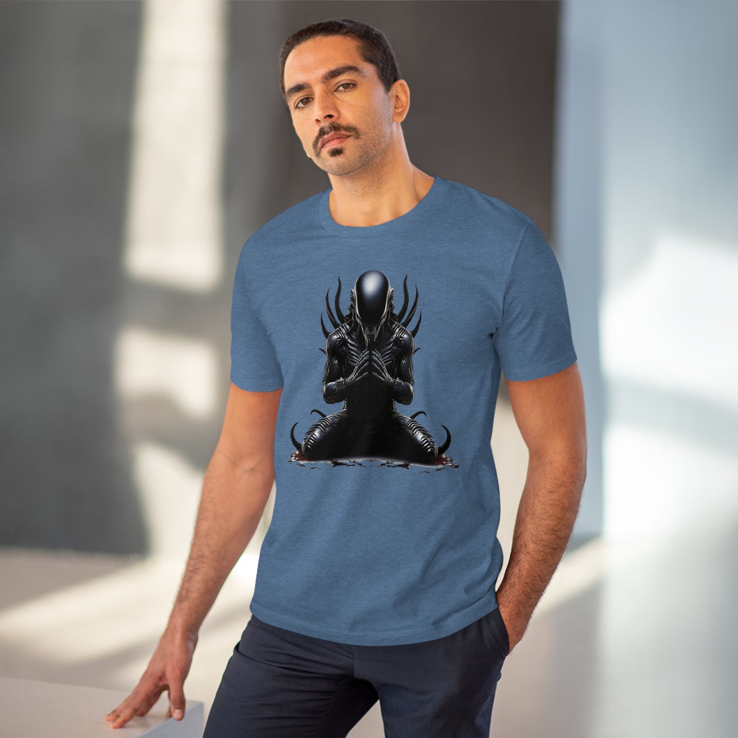 Eco-Friendly Zen Alien Xenomorph T-shirt - Embrace Galactic Serenity