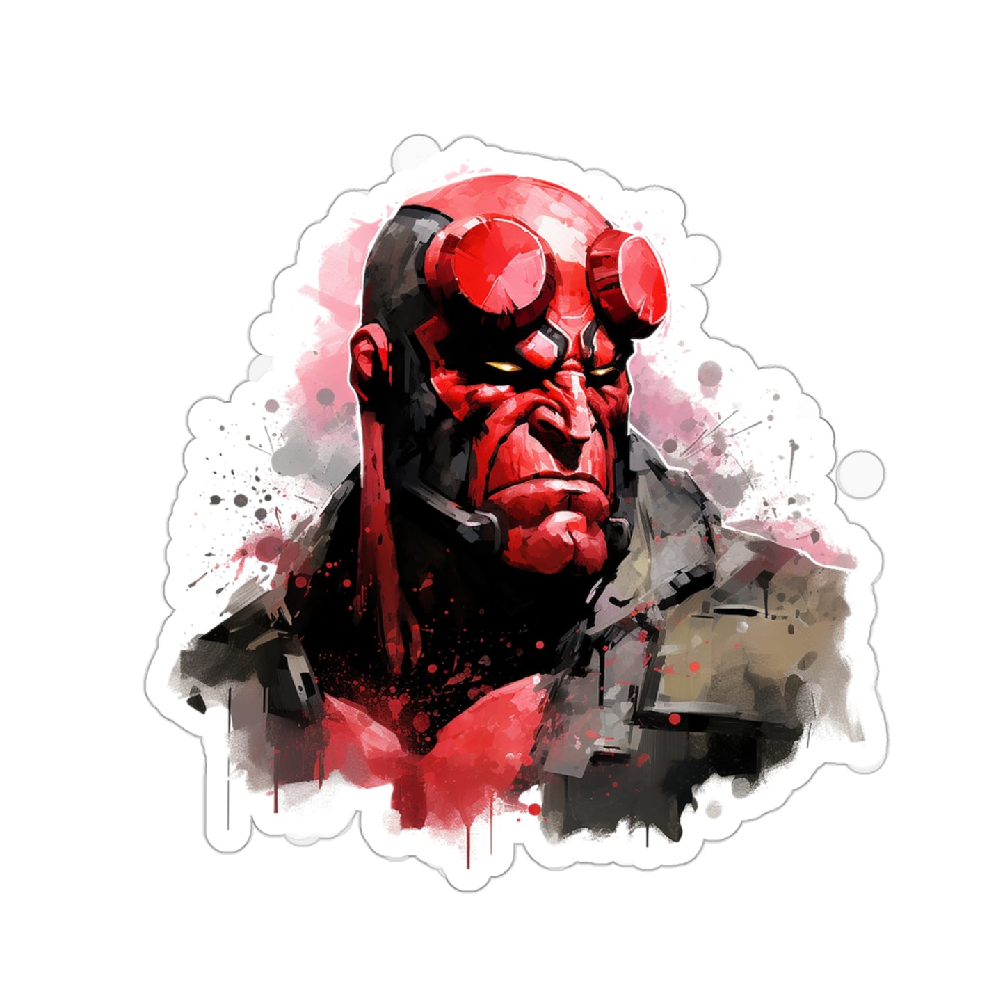 Watercolor Hellboy Sticker - Premium Halloween Sticker