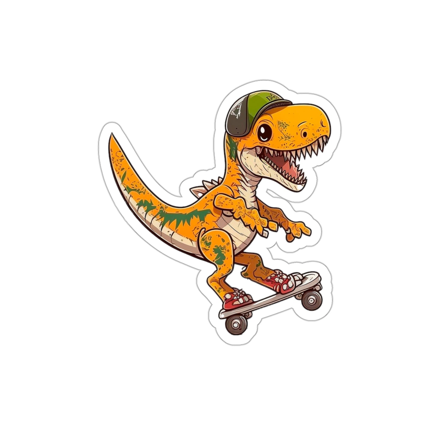 Kawaii Velociraptor Skating Sticker - Add Some Adorable and Playful Style to Your Tech