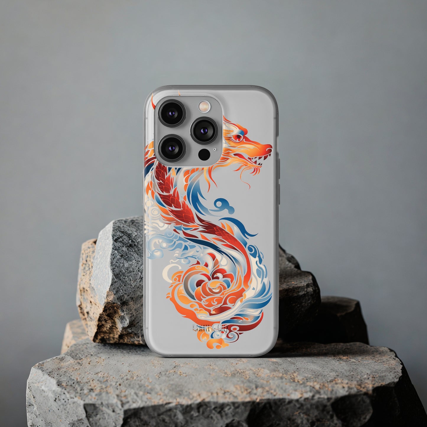 Elegant Chinese Ink Dragon Flexi Transparent Phone Case