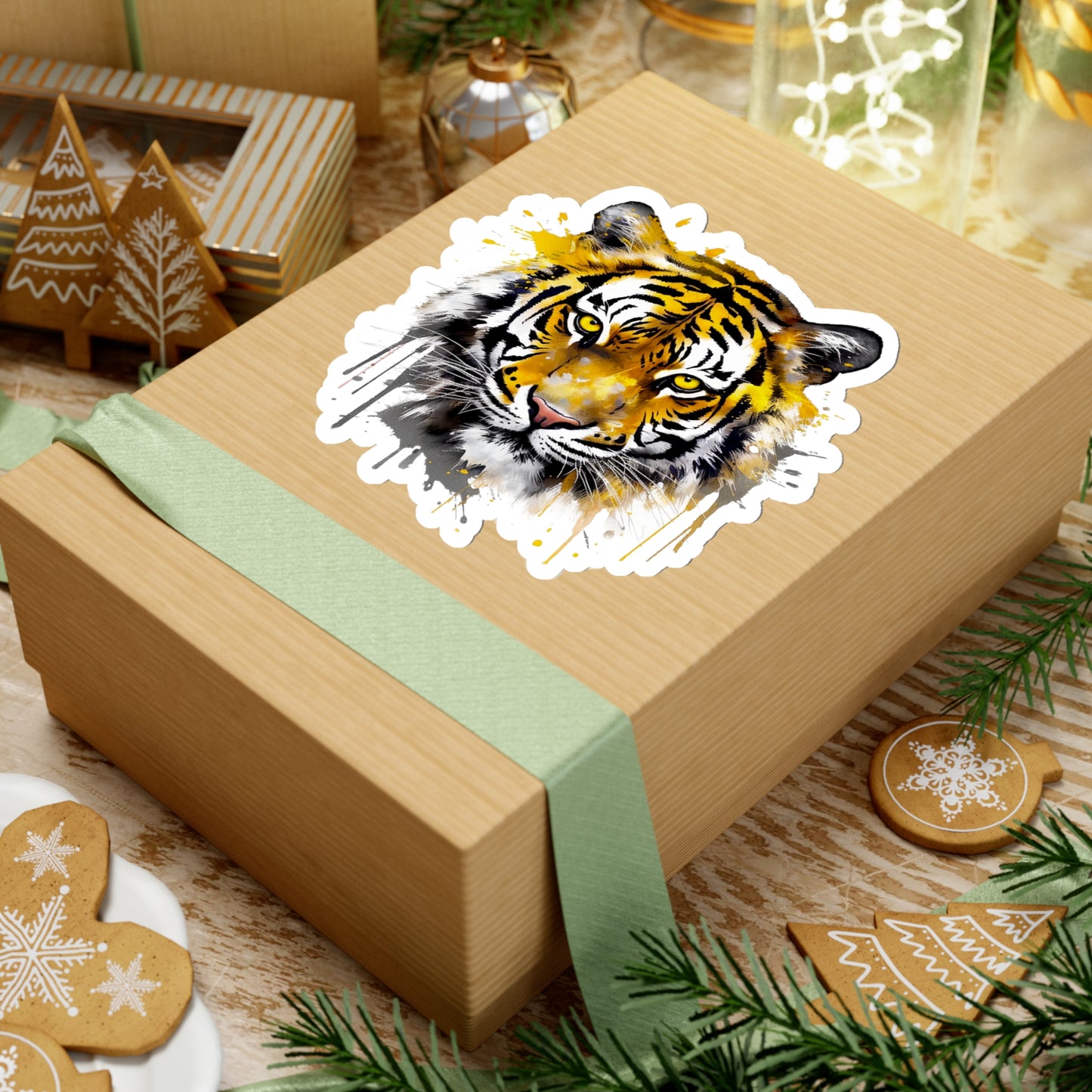 Tiger in Watercolor Style Sticker - Add a Touch of Wild Elegance to Your Tech