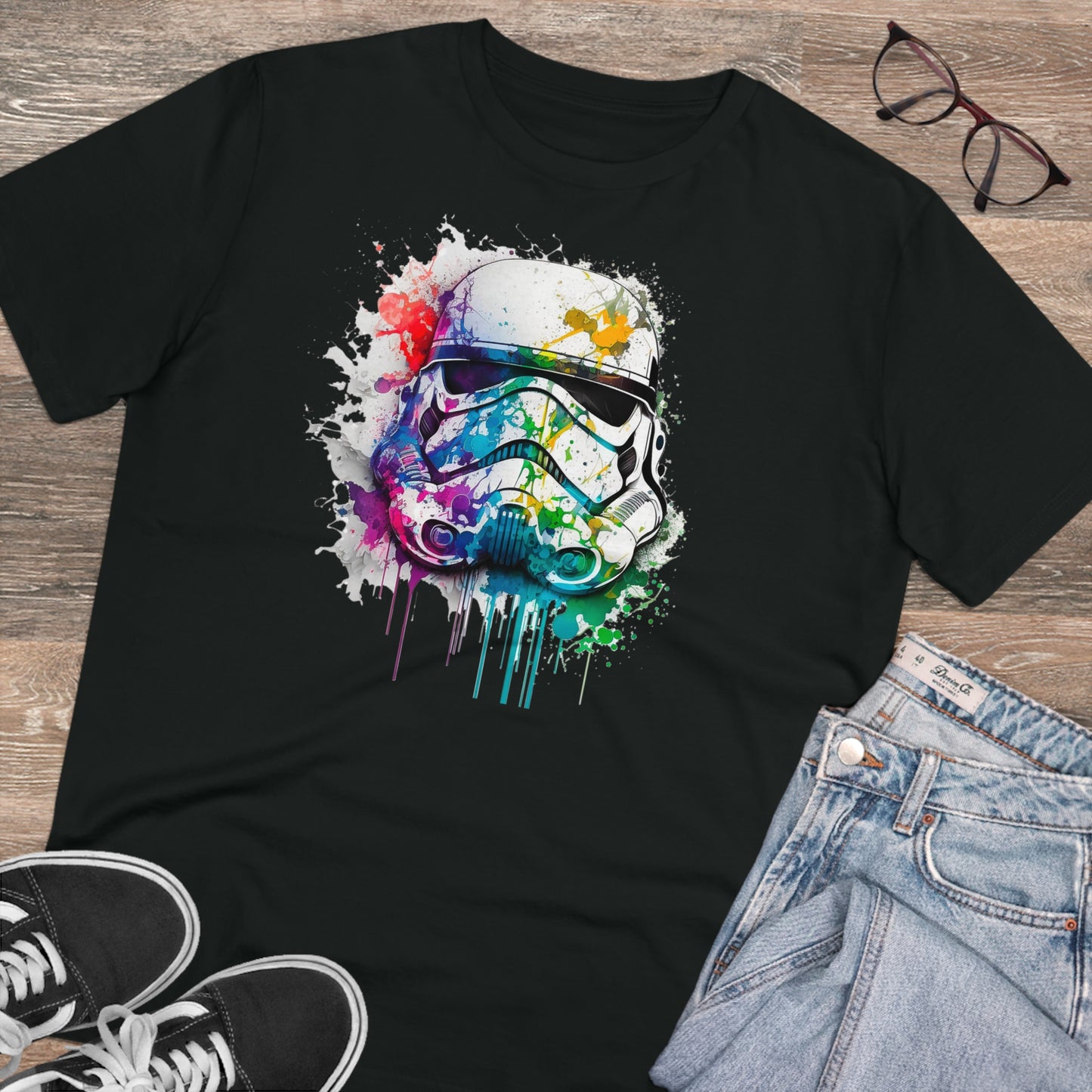 Storm Trooper in Watercolor Style Organic Unisex T-Shirt - Add Some Unique and Eco-Friendly Style to Your Wardrobe