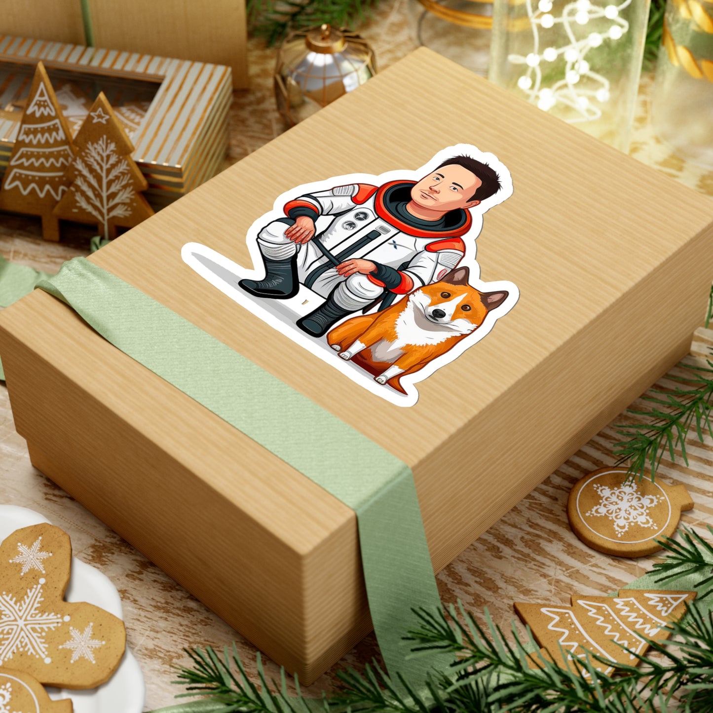 Elon Musk with Shiba Inu Sticker - Add Some Humor and Space to Your Tech