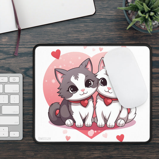 Cute Cat Couple Gaming Pad - Red Heart Love Mat - Valentine's Day Special