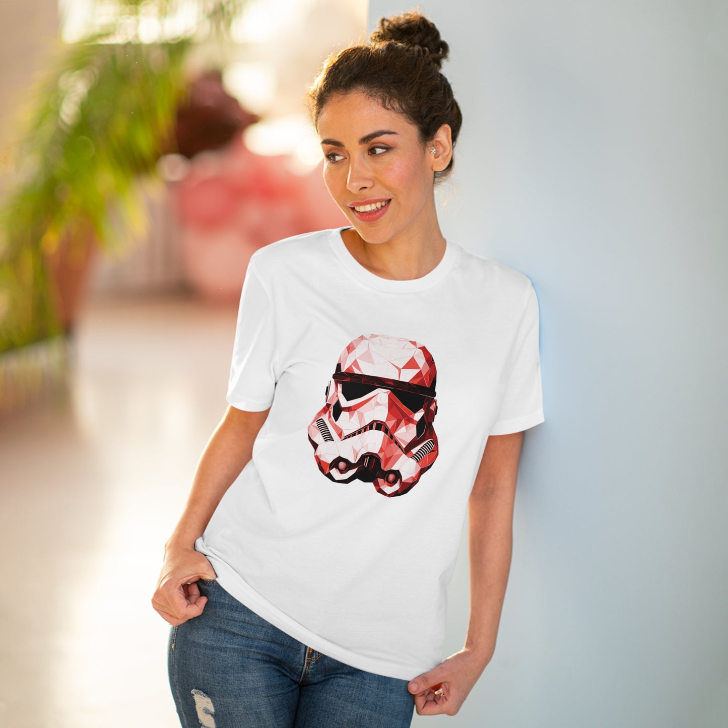 Stormtrooper Polygonal T-Shirt - Red Edition - Embrace Galactic Precision - Star Wars