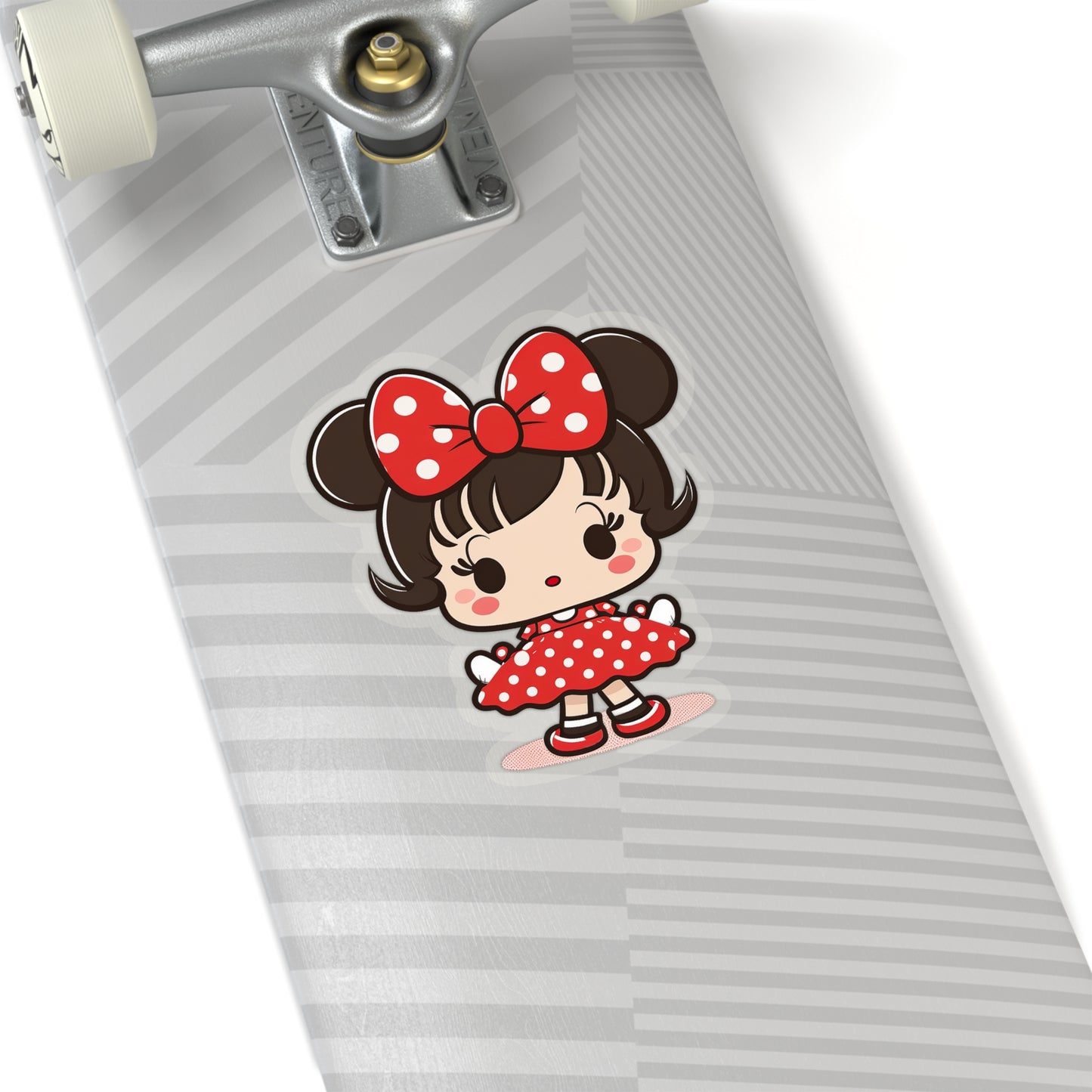 Kawaii Little Girl with Minnie Style Sticker - Add Some Cute and Adorable Style to Your Tech