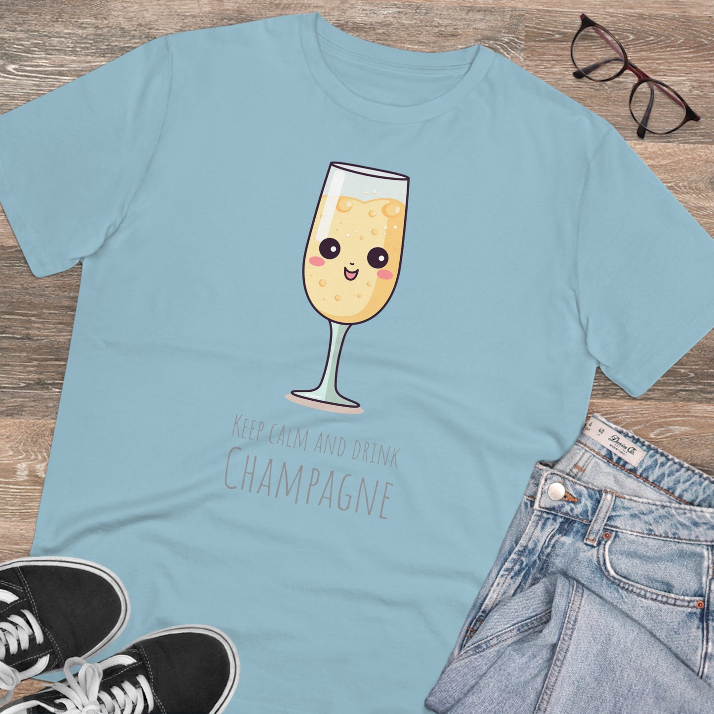 Keep Calm and Drink Champagne T-Shirt - Eco-Friendly Design