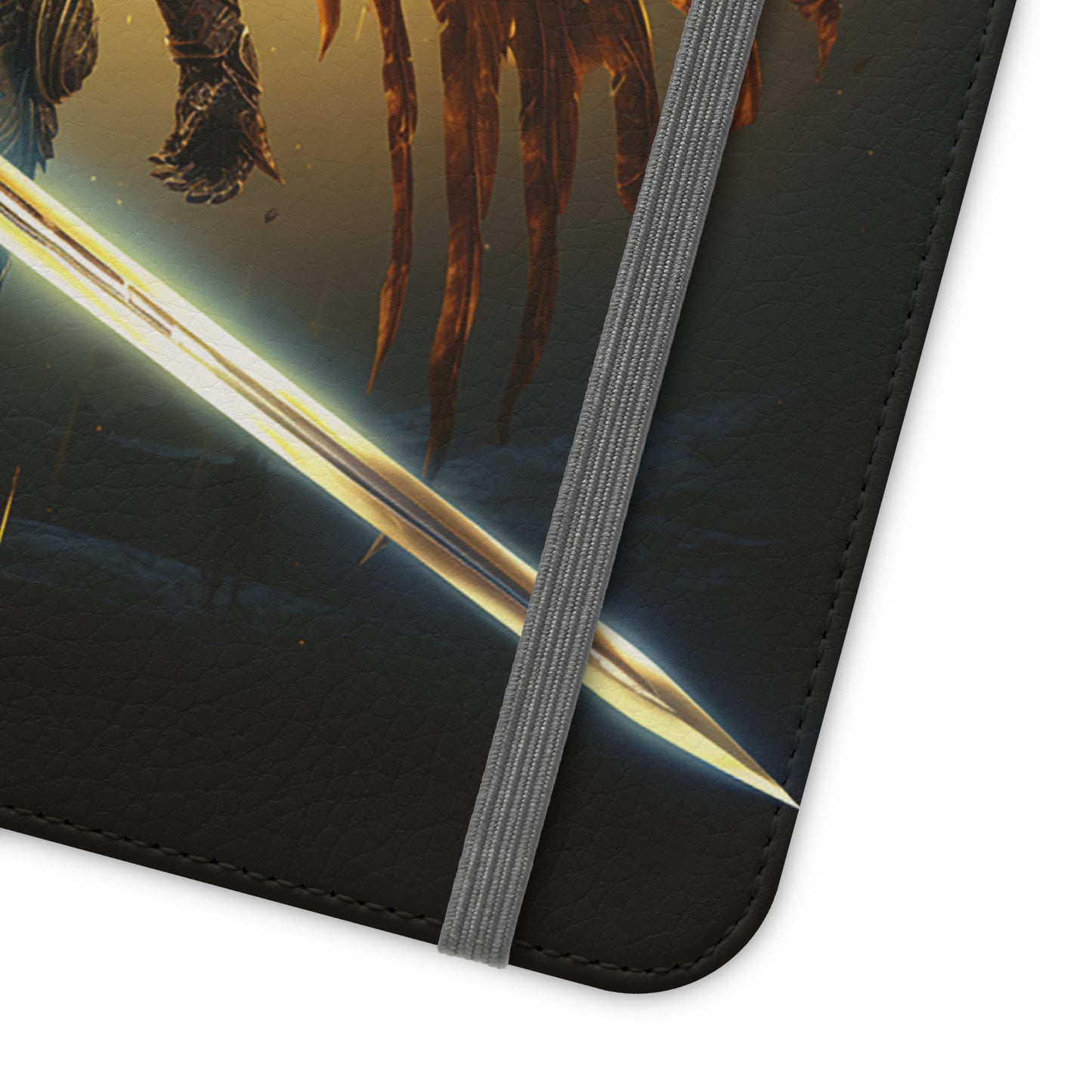 Dark Angel Flip Phone Case: Guardian with Sword
