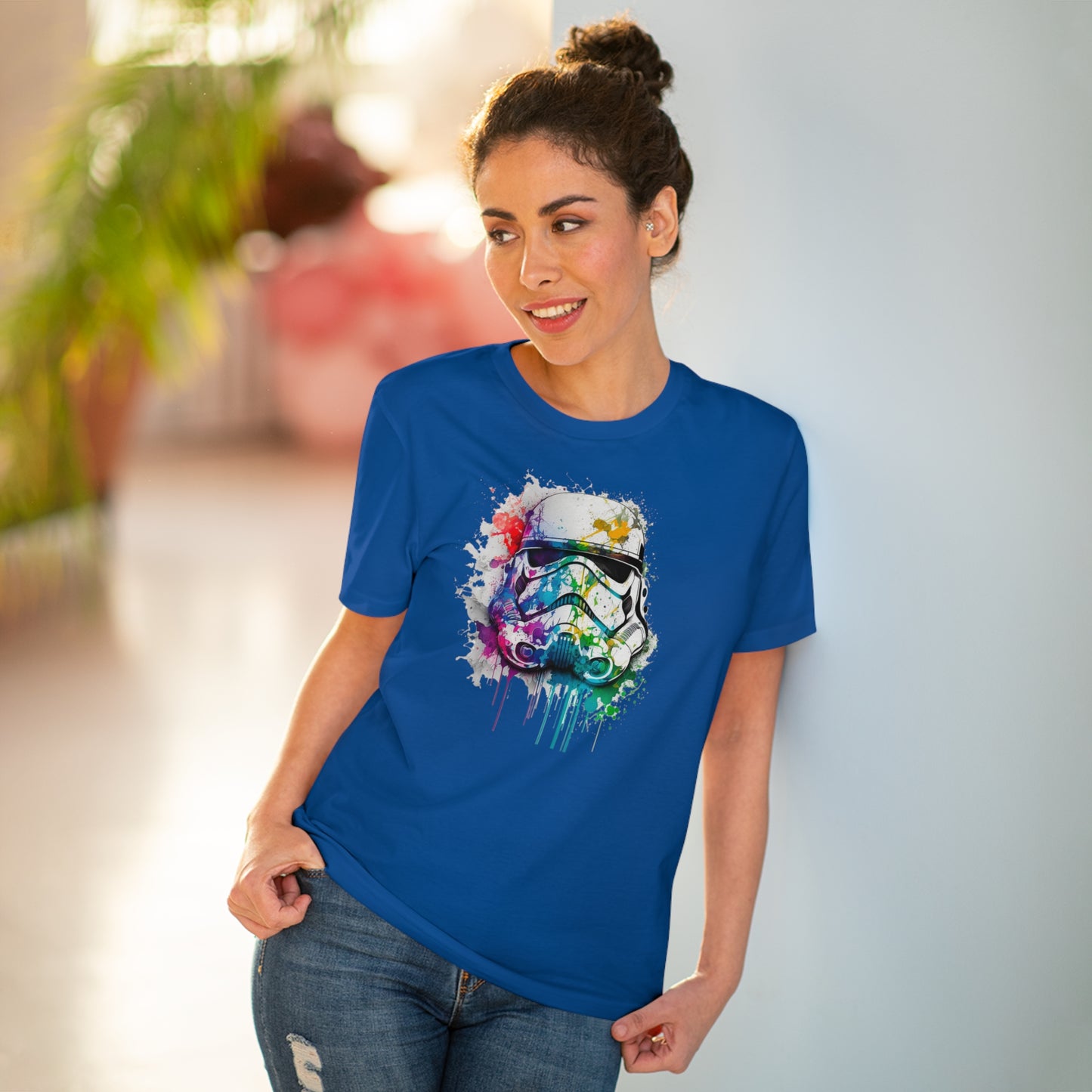 Storm Trooper in Watercolor Style Organic Unisex T-Shirt - Add Some Unique and Eco-Friendly Style to Your Wardrobe