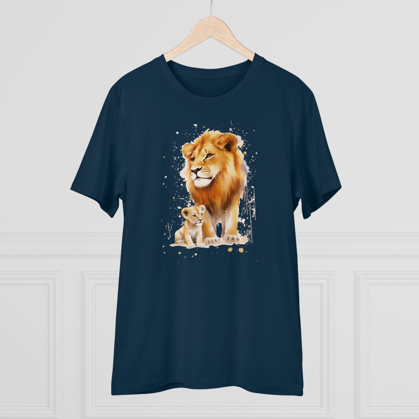 Lion King and Son Watercolor T-Shirt - Celebrate Father's Day with Nature's Majesty