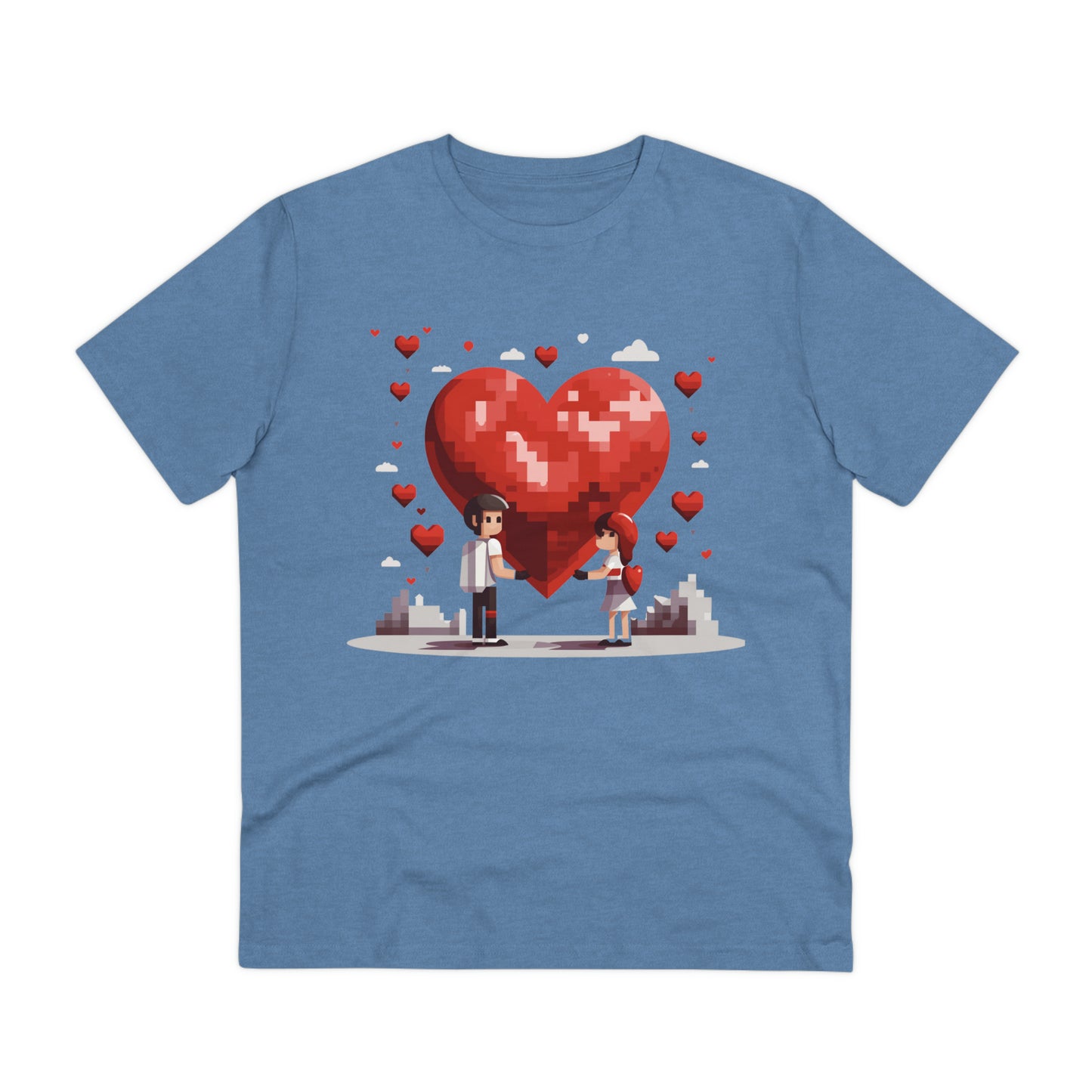 Pixel Love Eco Tee - Valentine's Day Pixel Heart Couple Shirt