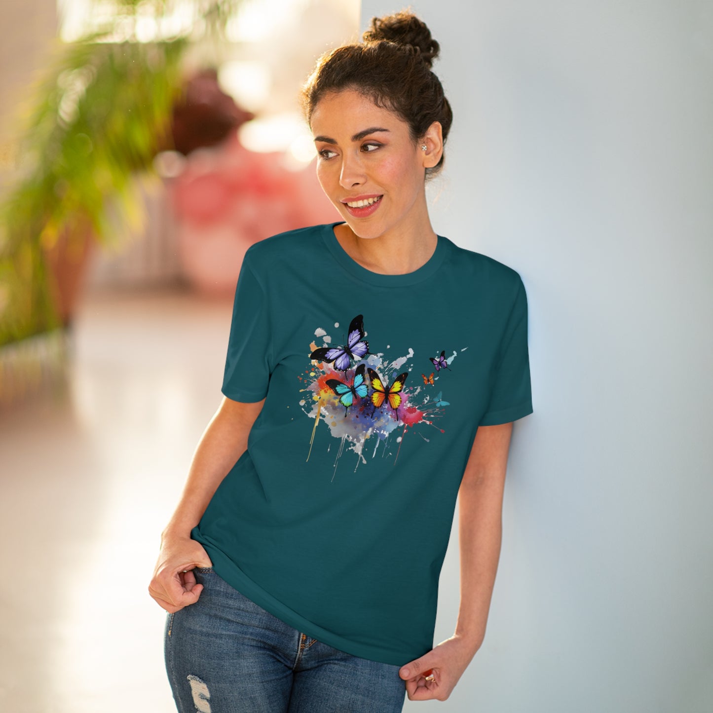 Butterflies Eco-Friendly T-Shirt - Embrace Nature's Vibrant Beauty in Watercolor Style