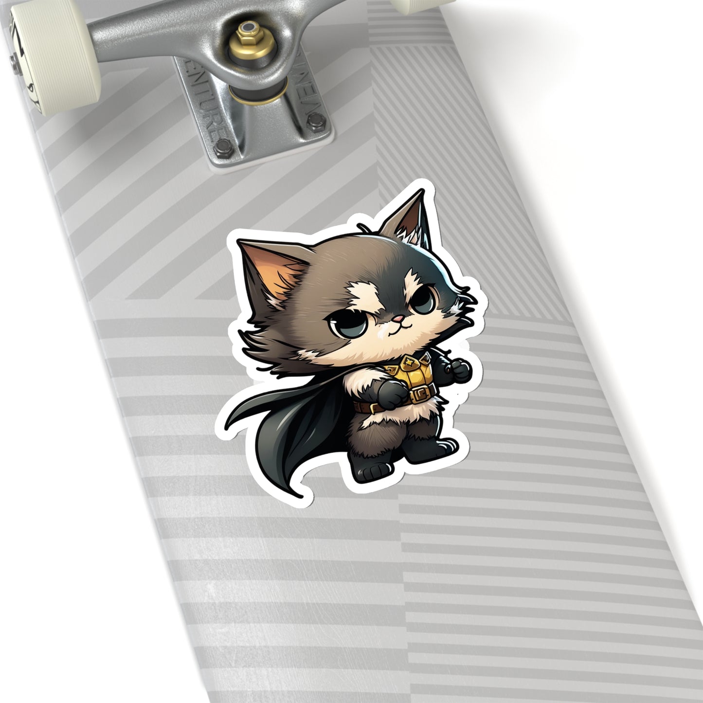 Cute and Fluffy Batcat Kitten Sticker - Ready to Take on the Bad Guys