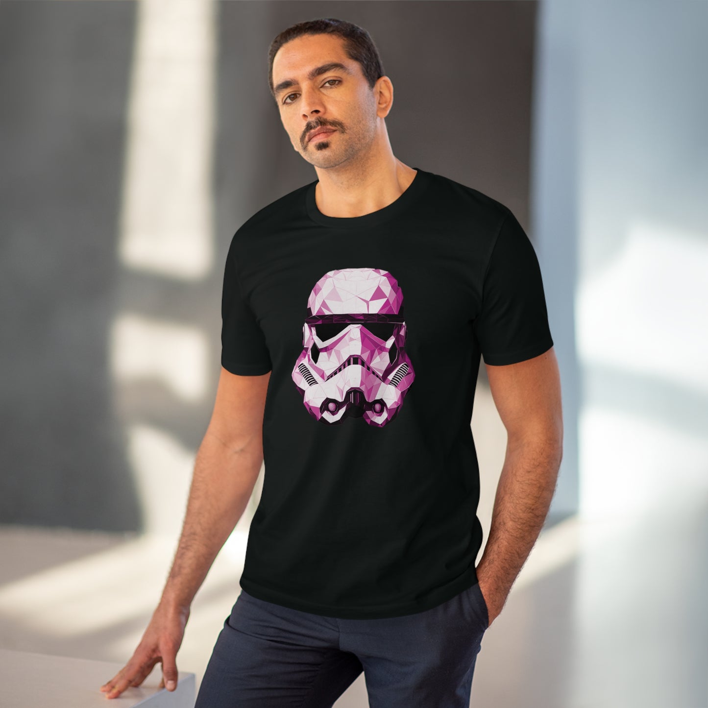 Stormtrooper Polygonal T-Shirt Pink Edition - Embrace Galactic Precision