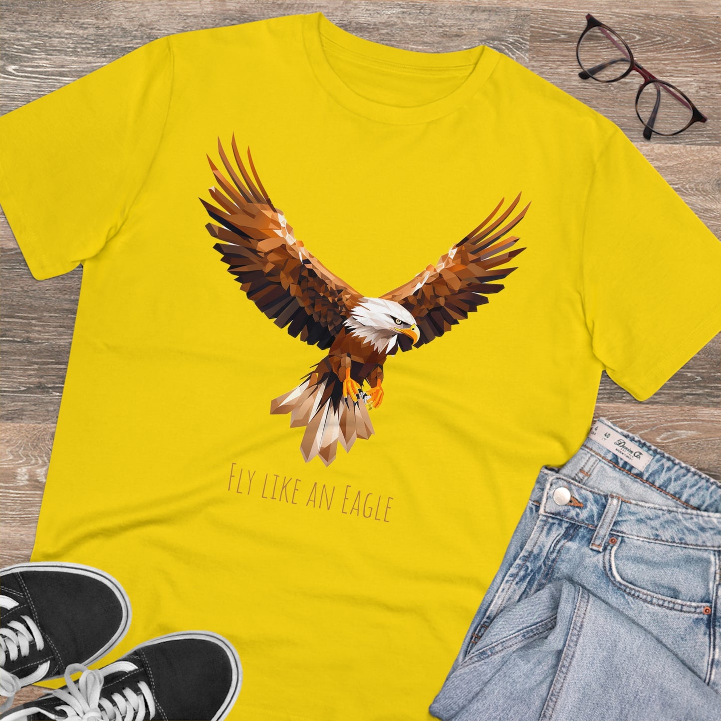 Eco-Friendly Geometric Eagle T-Shirt: "Fly Like An Eagle"