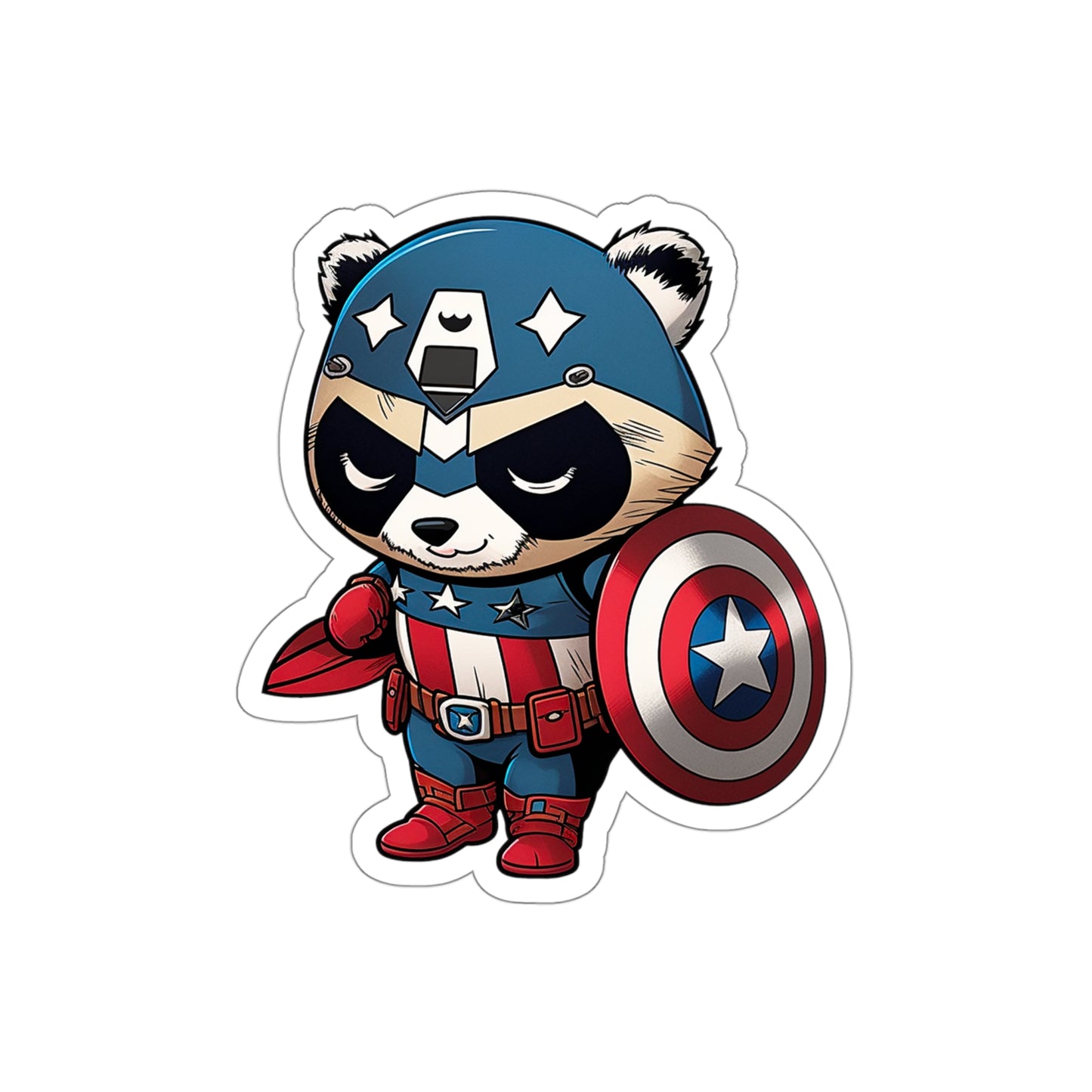 Sweet and Heroic Captain America Panda Sticker - Ready to Defend Its Friends