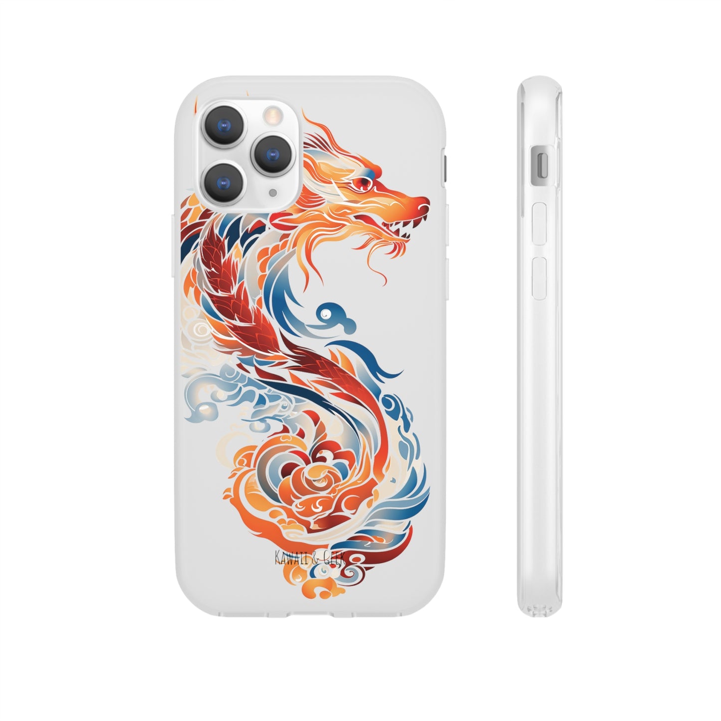 Elegant Chinese Ink Dragon Flexi Transparent Phone Case
