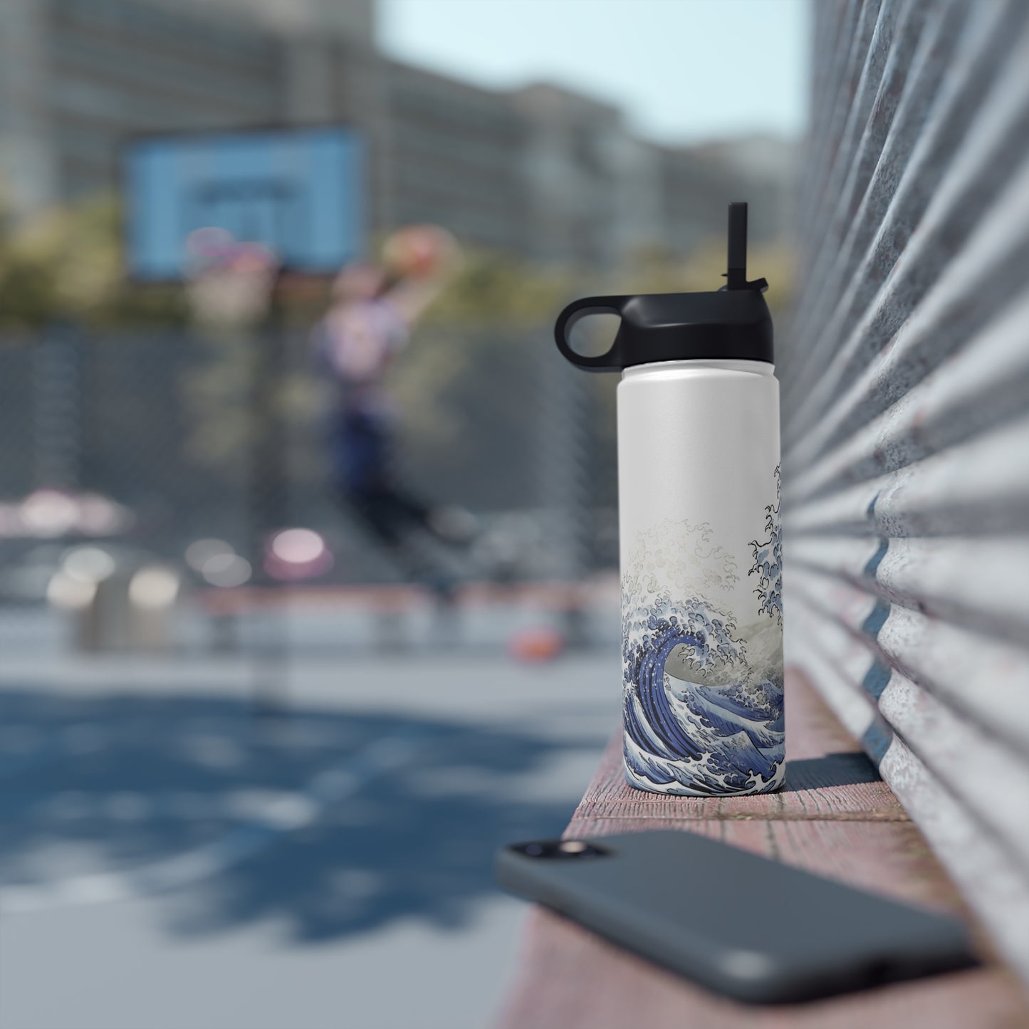 Waves inspired by Hokusai : Stainless Steel Artistic Bottle