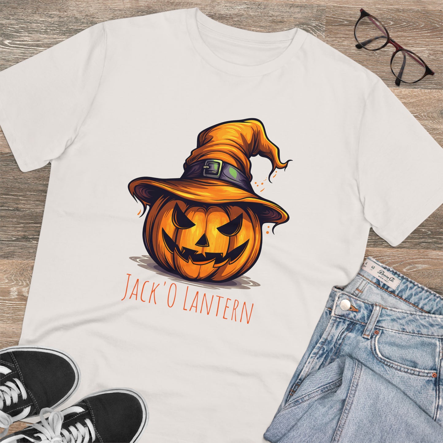 Eco-friendly Jack O Lantern Tee: Funny Pumpkin Halloween Sorcerer Edition