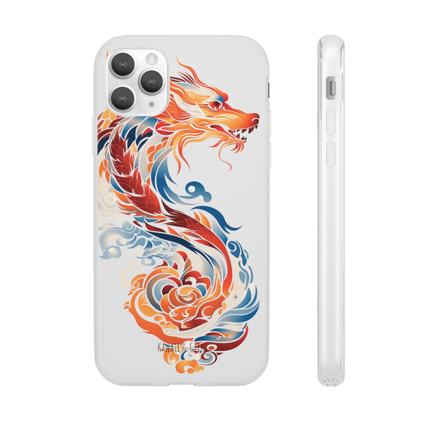 Elegant Chinese Ink Dragon Flexi Transparent Phone Case