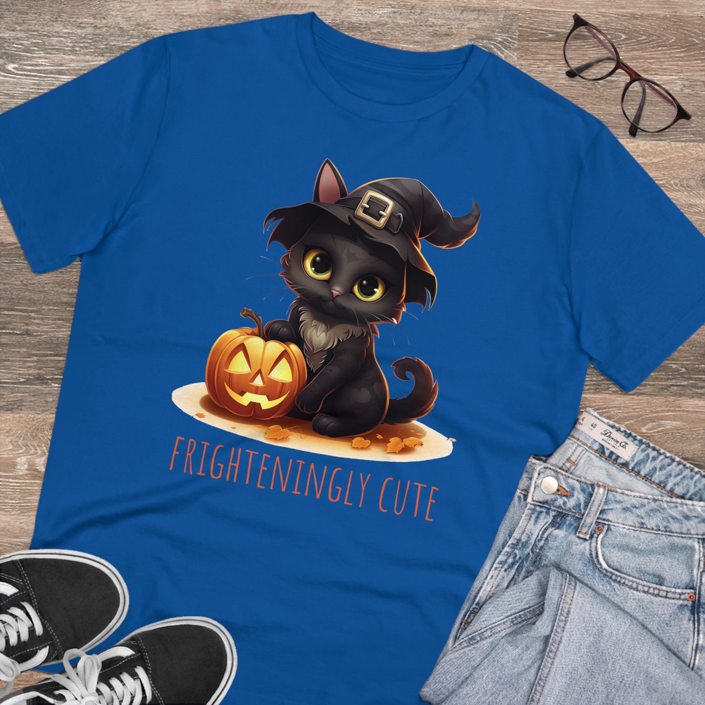 Frighteningly Cute: Halloween Black Cat Eco-Friendly T-shirt
