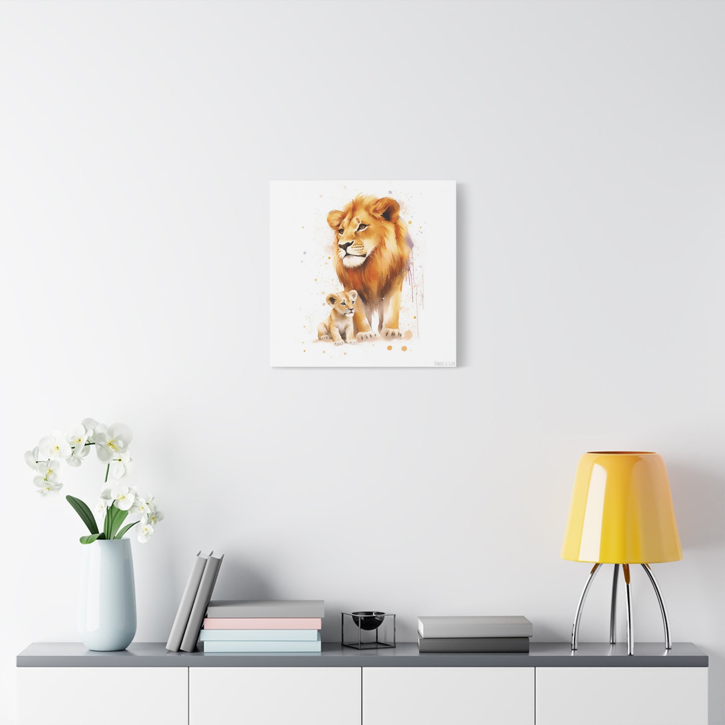 Lion King and Son Watercolor Canvas - Celebrate Father's Day with Majestic Artistry