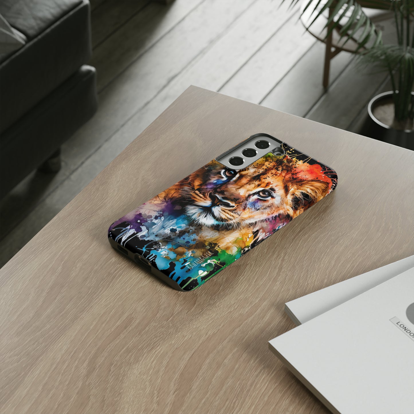 Watercolor Lion Cub Tough Phone Case - iPhone 15 compatible