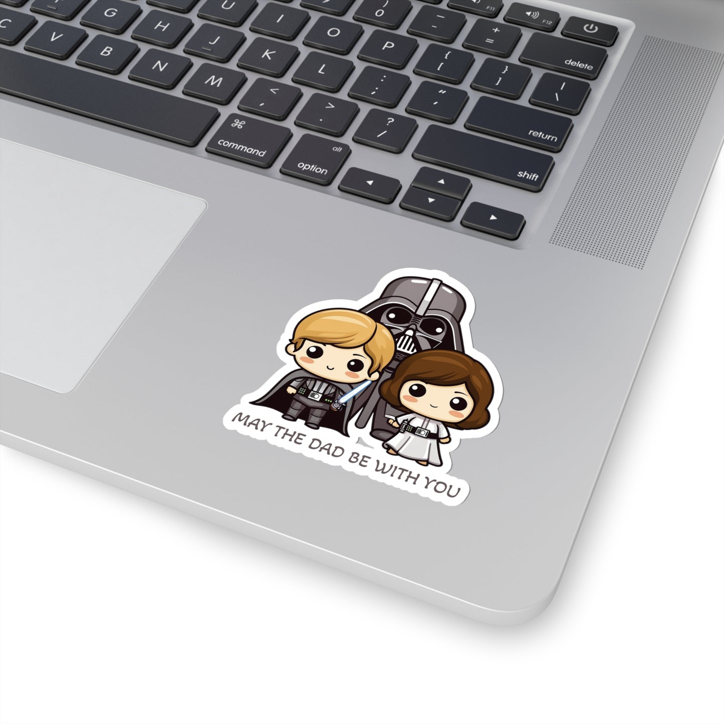 May the Dad Be with You - Father's Day Sticker - Celebrate with Cute Darth Vader and Kids Luke and Leia - Star Wars