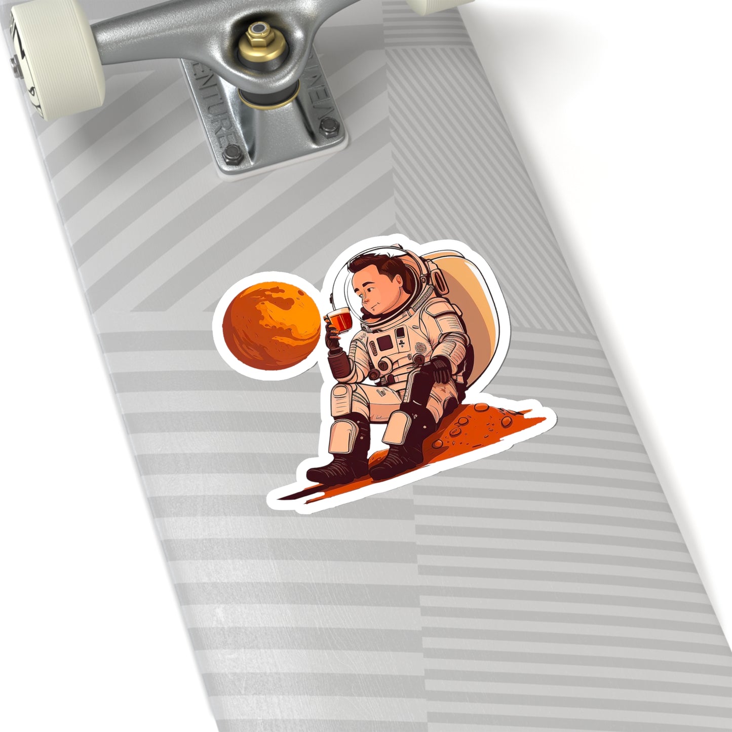 Elon Musk drinking his coffee on Mars Sticker - Add Some Humor and Space to Your Tech