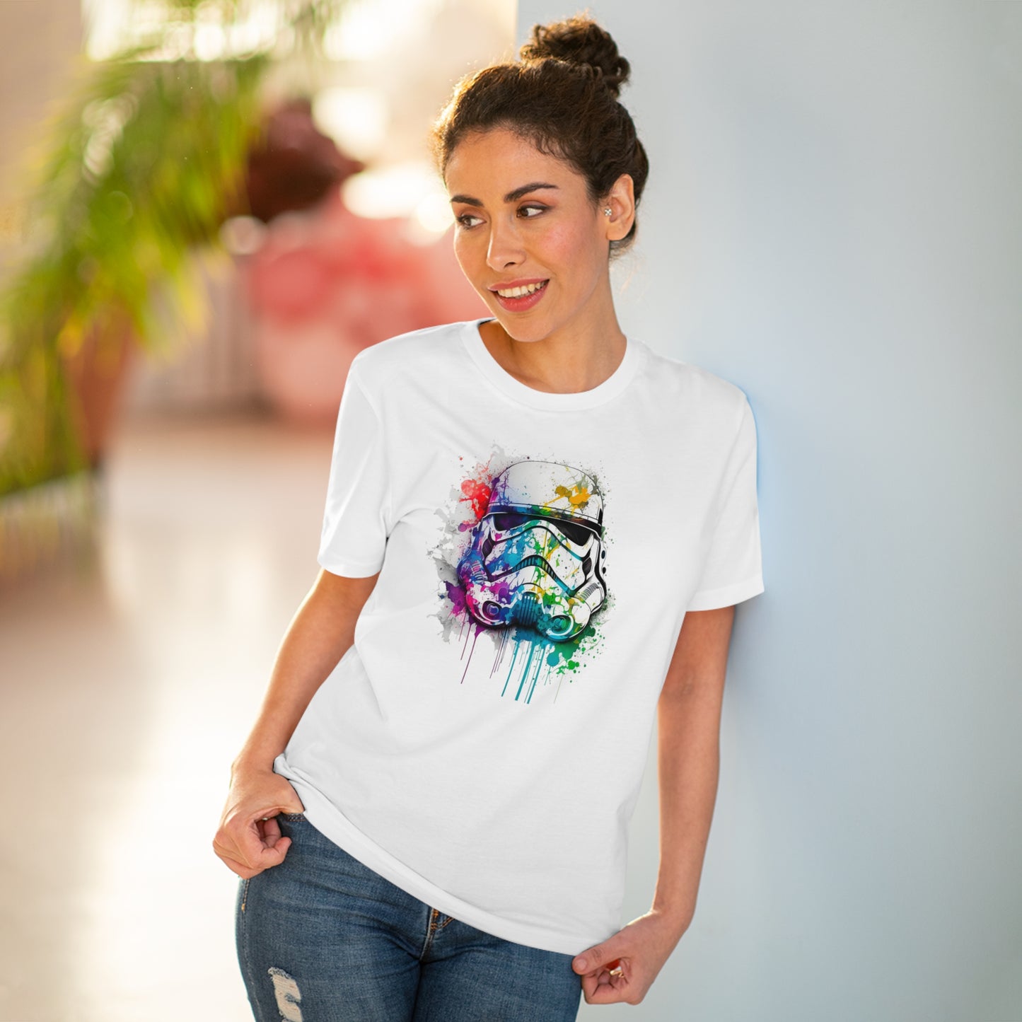 Storm Trooper in Watercolor Style Organic Unisex T-Shirt - Add Some Unique and Eco-Friendly Style to Your Wardrobe
