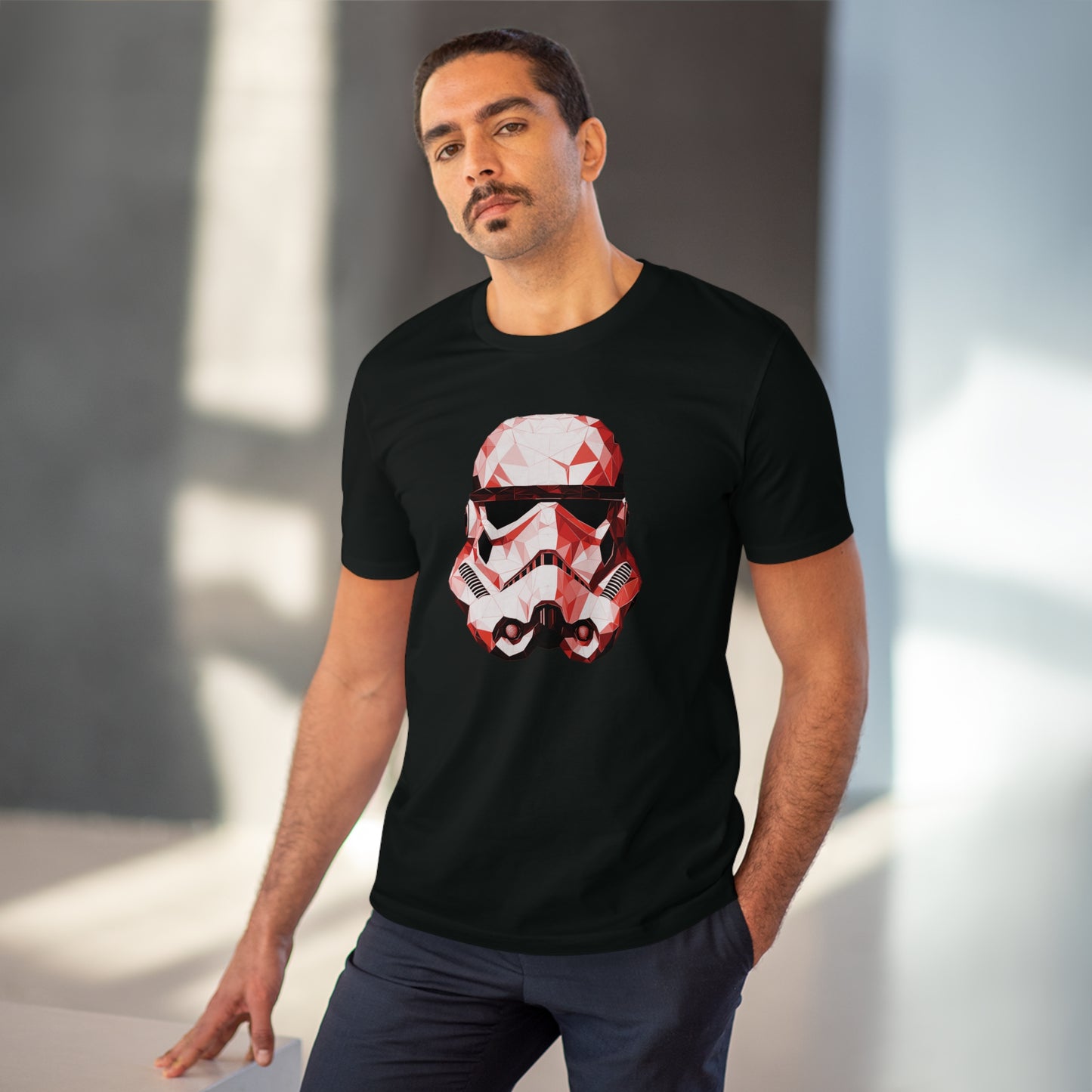 Stormtrooper Polygonal T-Shirt - Red Edition - Embrace Galactic Precision - Star Wars
