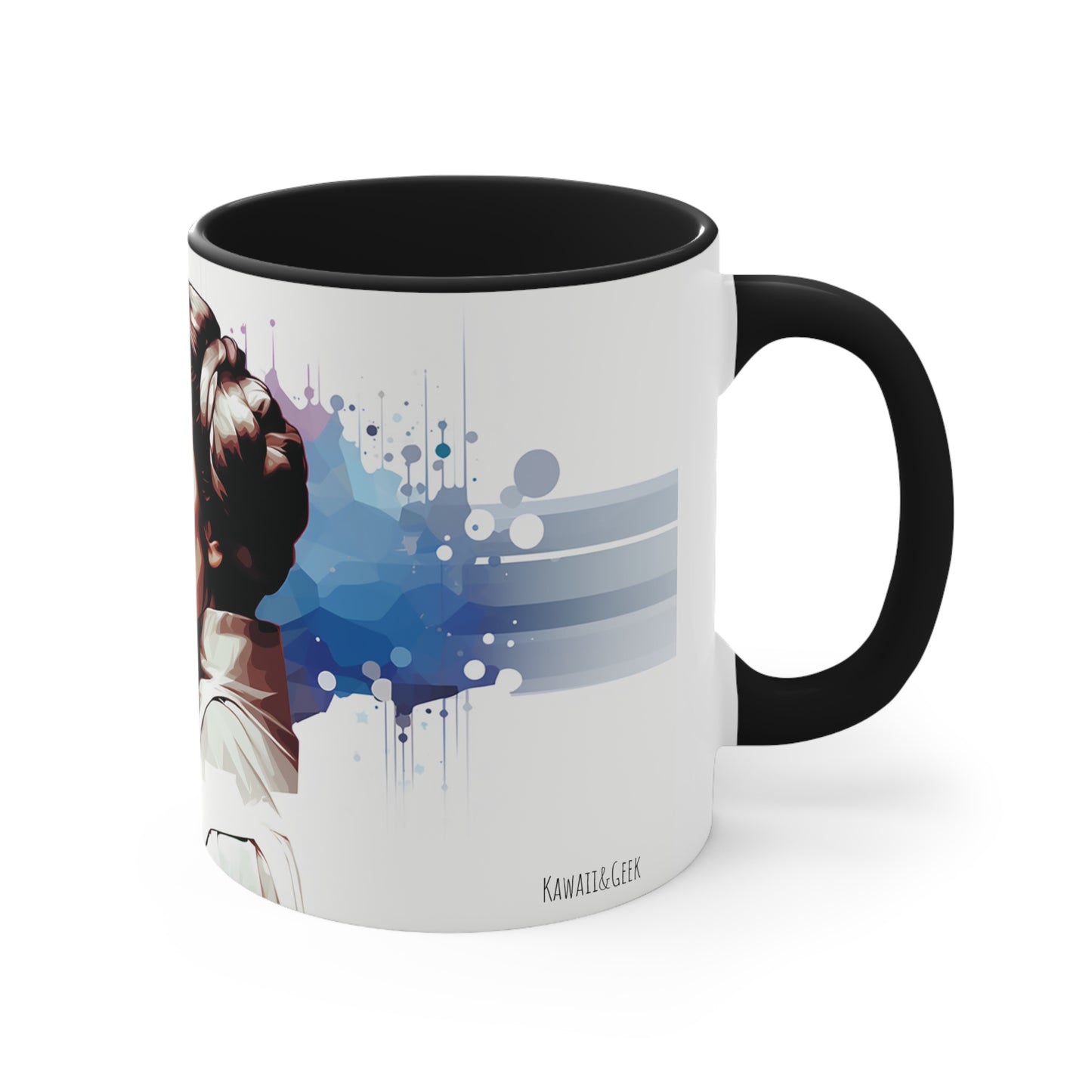 Princess Leia Geometric Bicolor Mug - A Beacon of Hope: Help Me, Obi-Wan Kenobi - Star Wars