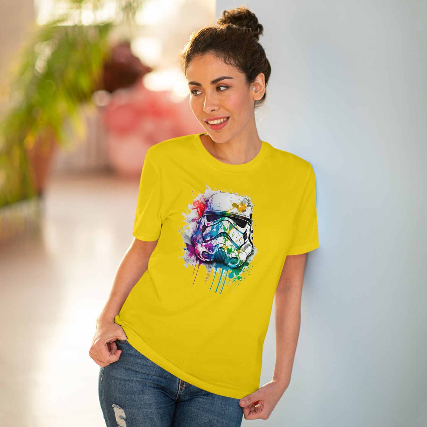 Storm Trooper in Watercolor Style Organic Unisex T-Shirt - Add Some Unique and Eco-Friendly Style to Your Wardrobe