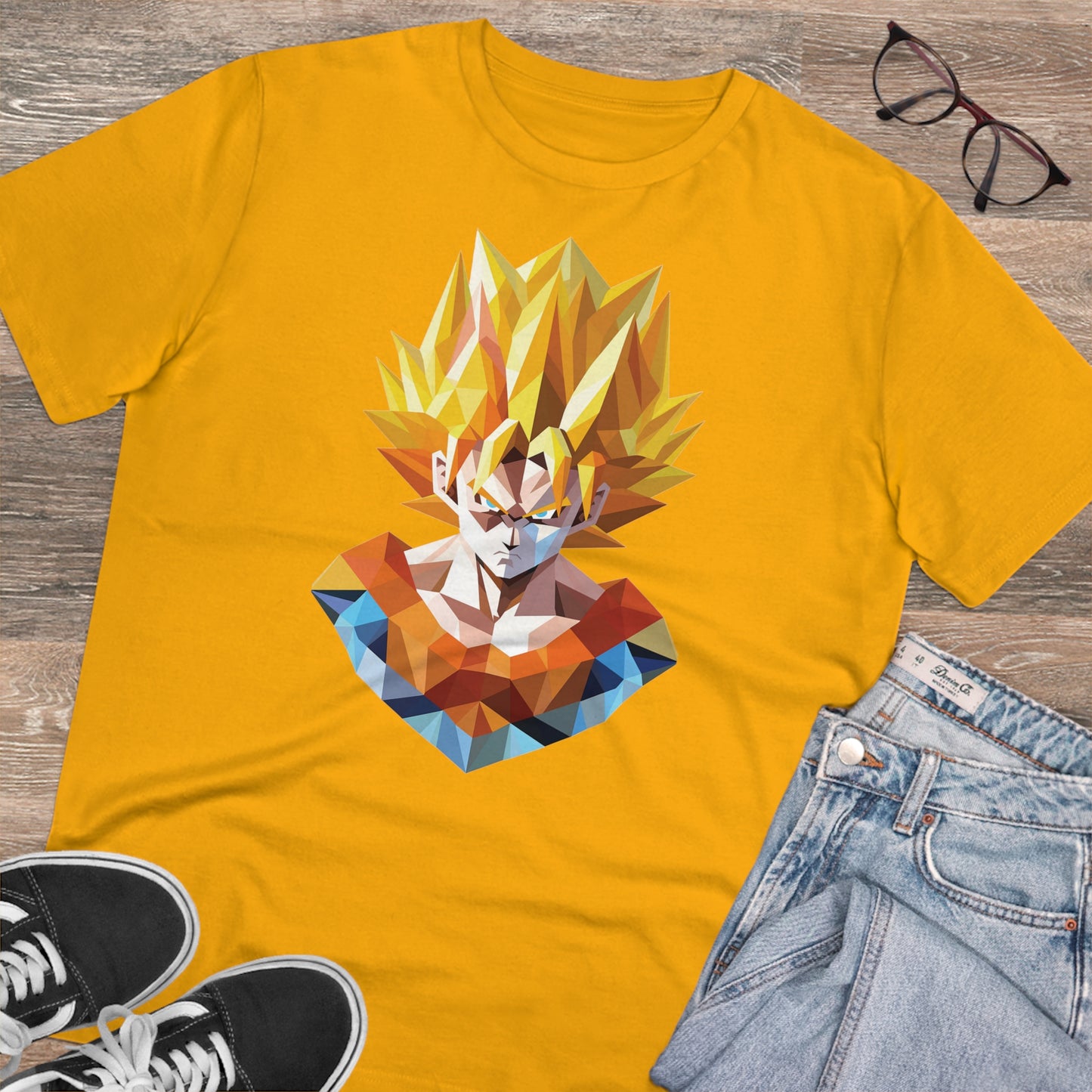 San Goku Super Saiyan Polygonal T-Shirt - Embrace Legendary Power